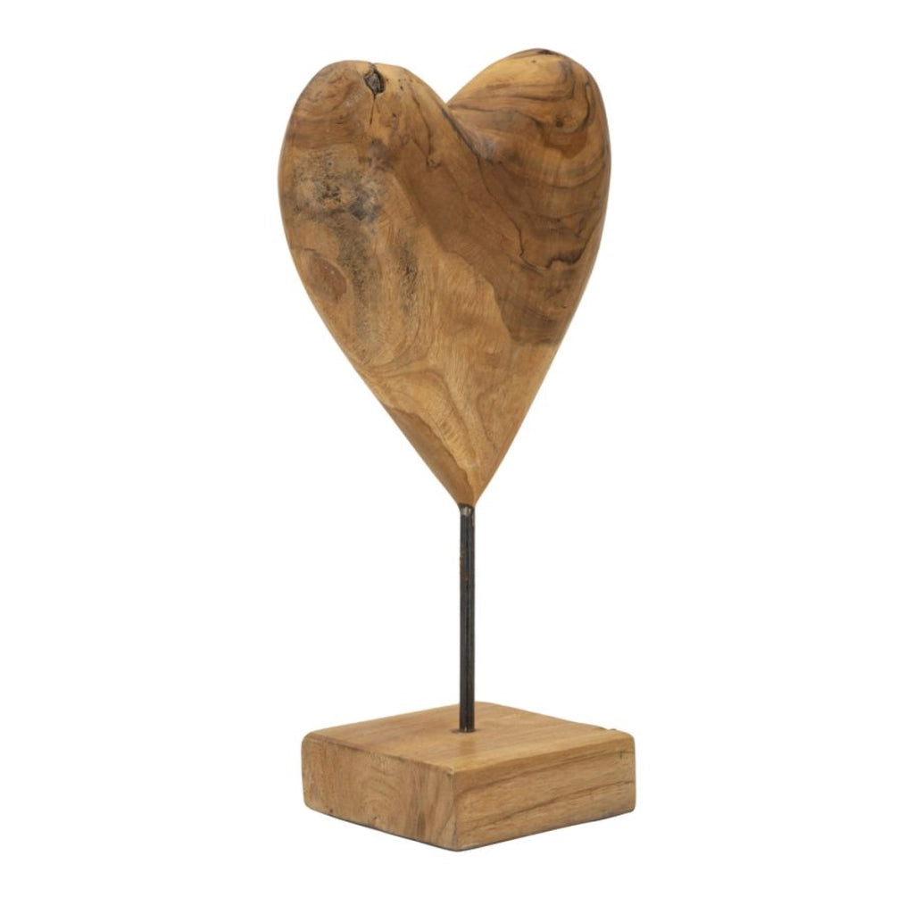 Scultura Cuore 6, Marrone, Legno, 20x12x37 cm