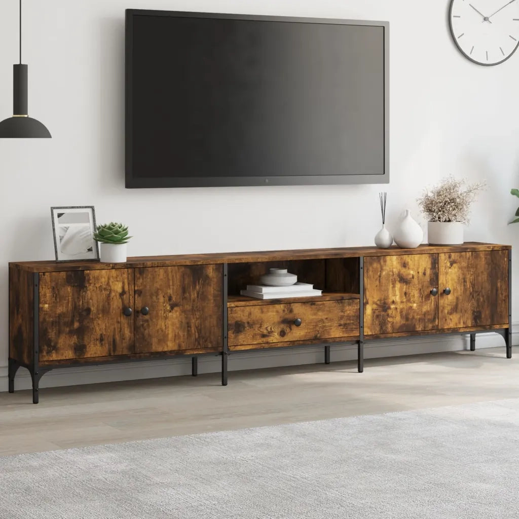Mobile TV | Armadietto TV | Mobile Porta TV Cassetto Rovere Fumo 200x25x44 cm Legno Multistrato