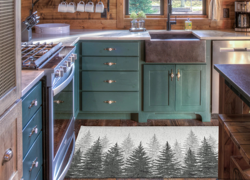 Tappeto Passatoia Cucina Corsia Retro Antiscivolo Disegno Abeti By Suardi - 55x240 - Grigio