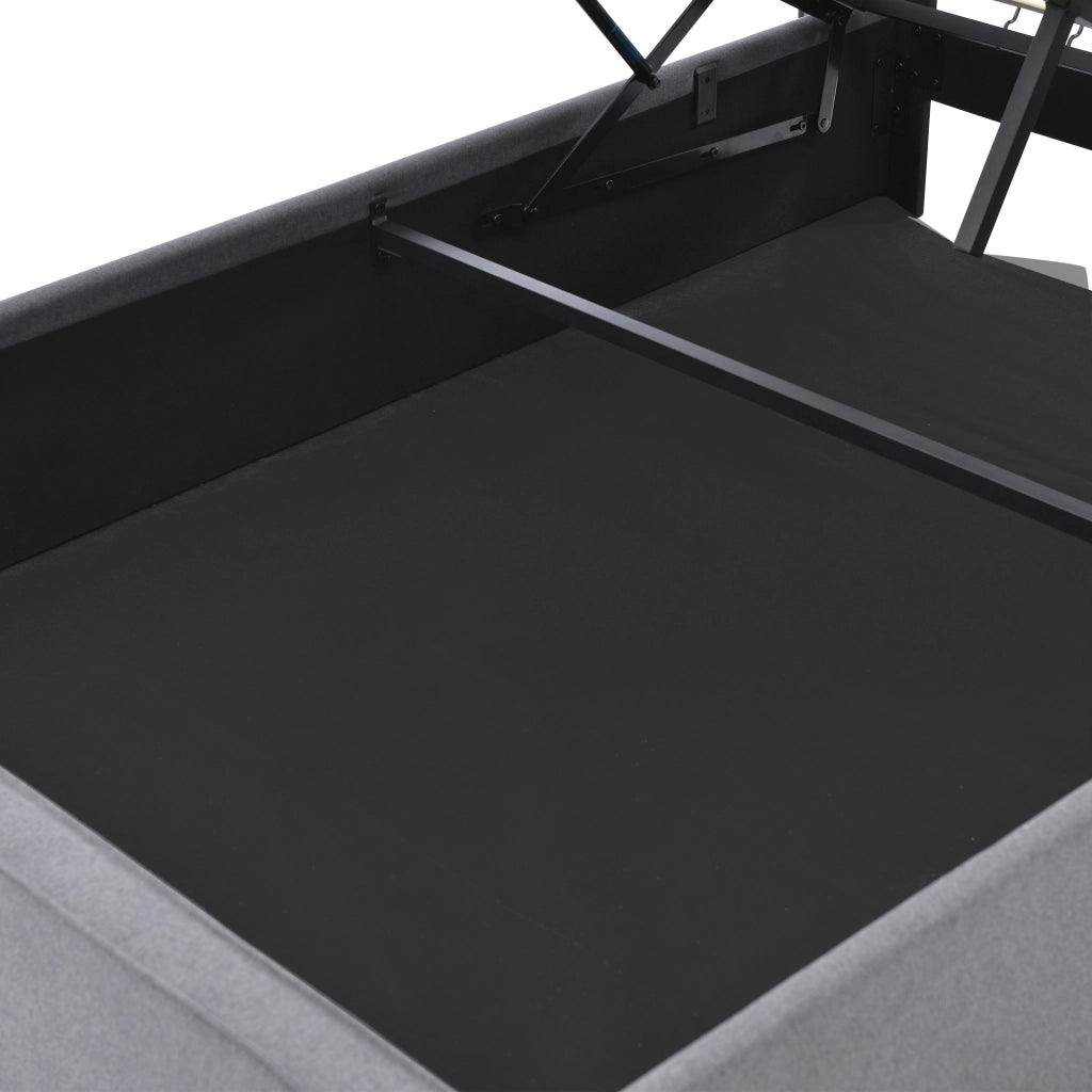 Letto singolo imbottito con contenitore 90x200 cm; grigio