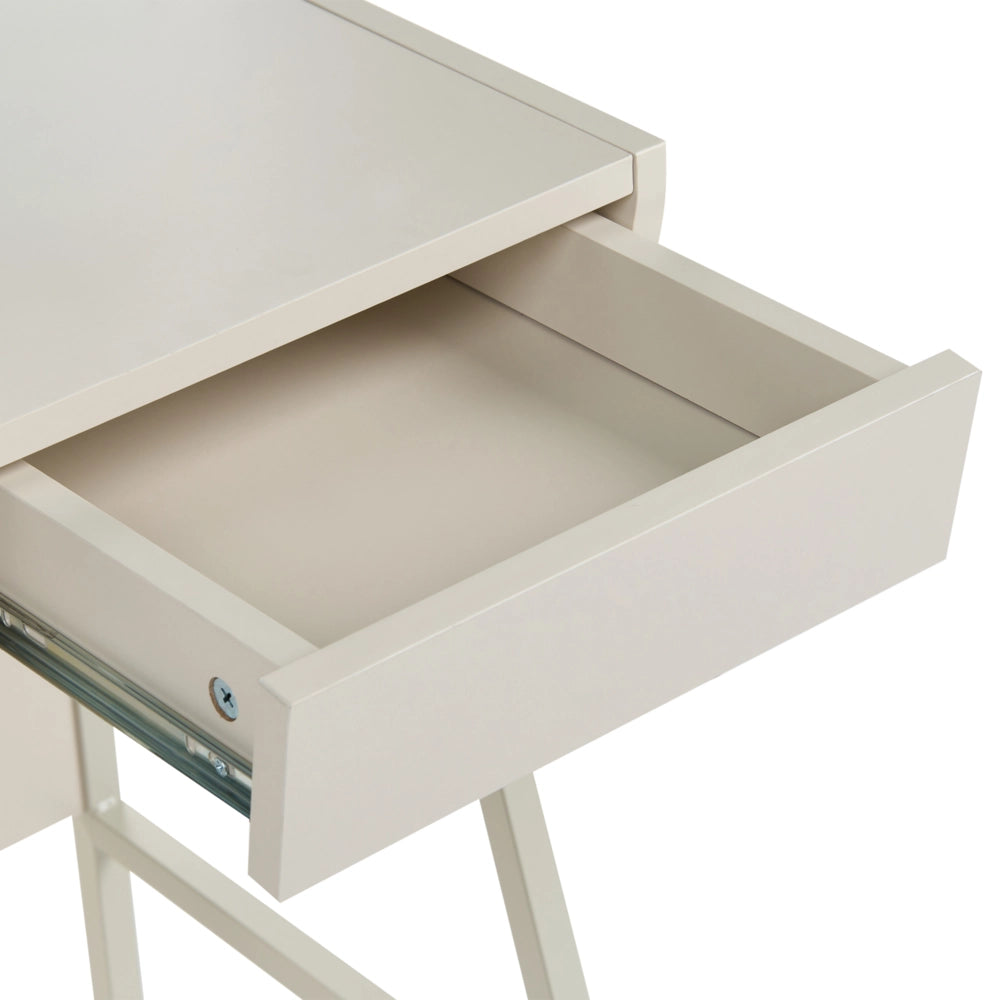 Scrivania da ufficio con 2 cassetti, piano in MDF e struttura in acciaio, beige chiaro stile Scandinavo