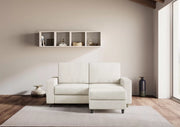 Divano sakar 2 posti medio  (due sedute da 70cm) + pouf misure esterne l.168 p.145 | latte - Mobili 2G