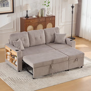 DIVANO LETTO 196 cm in tessuto corduroy grigio chiaro con USB-C e LED