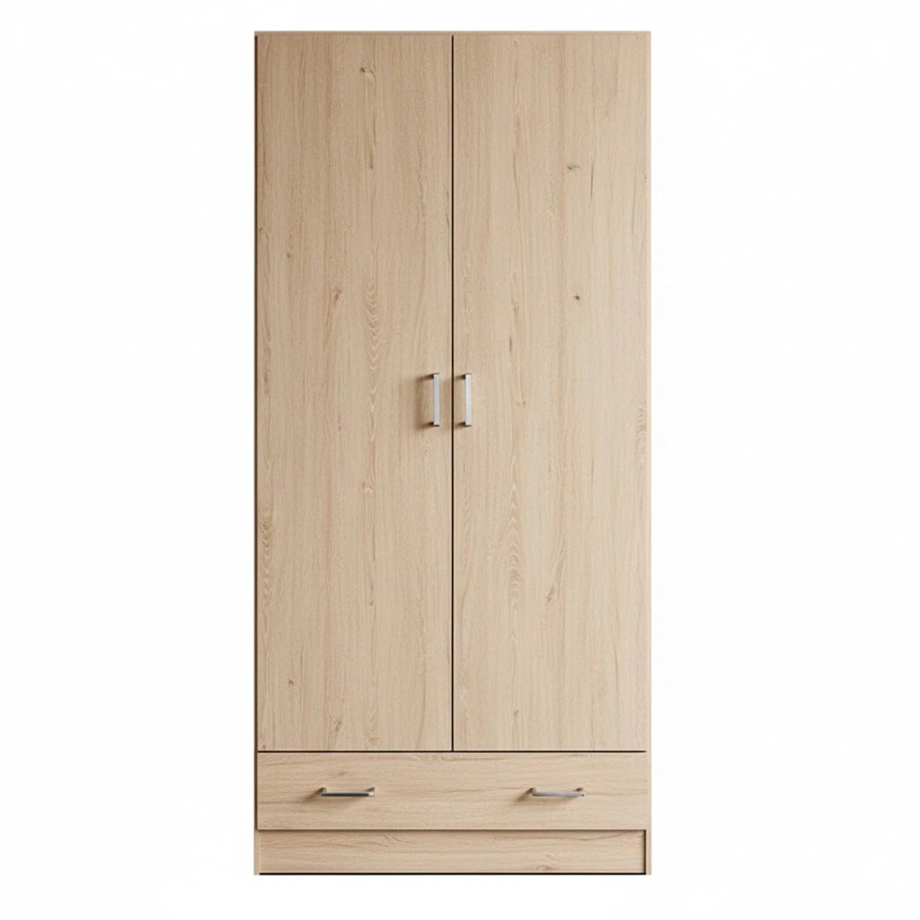 Armadietto Multiuso Con 2 Ante E 1 Cassetto Mobile Design Moderno Salvaspazio Con Ripiani Interni E Vano Contenitore Per Camera Da Letto O Ingresso 79.4 X 35.7 X 170.4 Cm Rovere