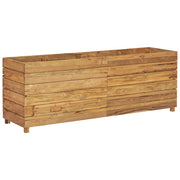 Aiuola rialzata per piante e fiori 150 x 40 x 55 cm legno di teak riciclato e acciaio 02_0000913