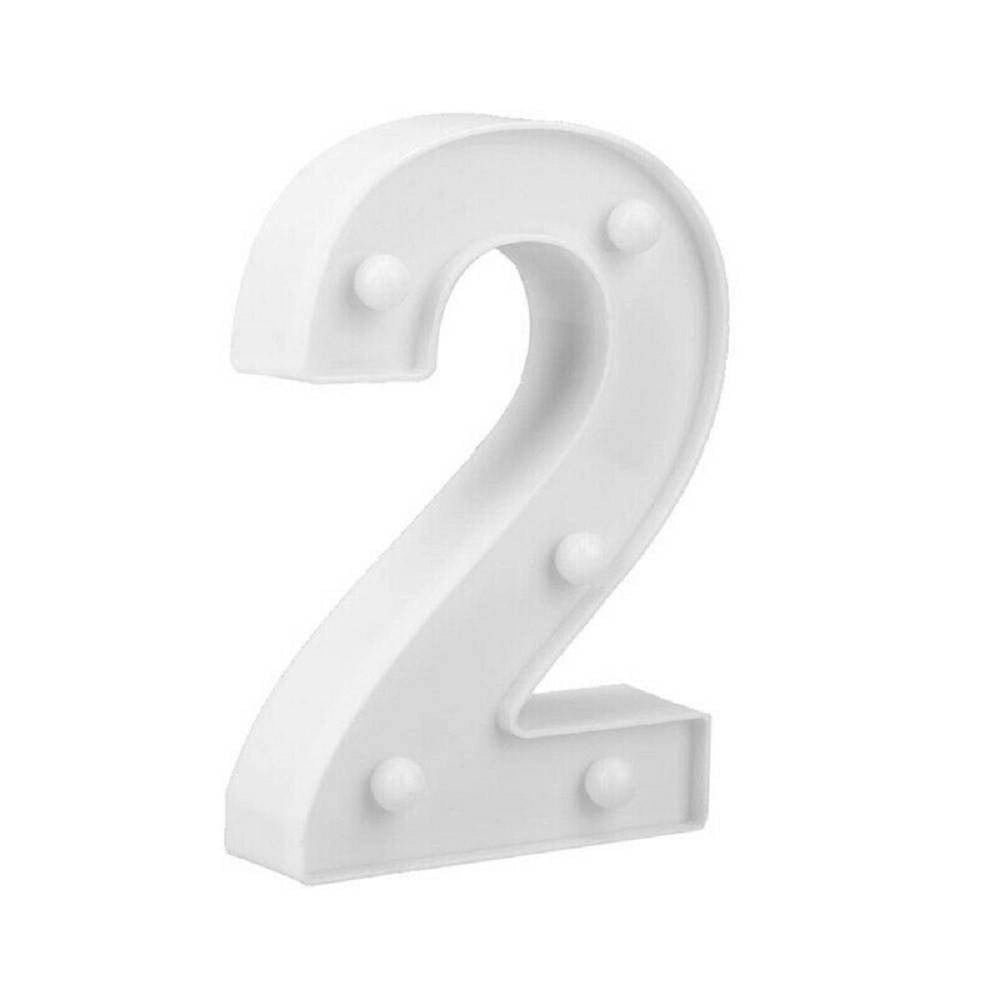 Trade Shop - Numero 2 Luminoso Bianco A Led Decoro Per Eventi Feste Luce Calda 3000k 16x3cm -