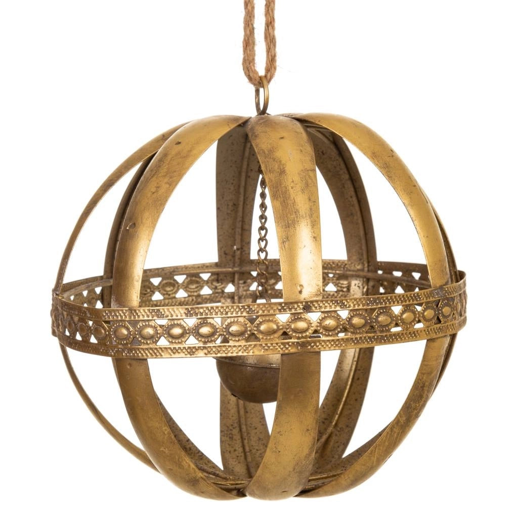 Sfera decorativa in metallo dorato 20x20x23h