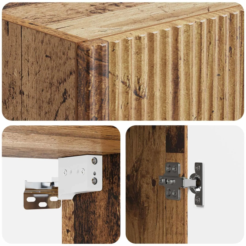 Mobiletto a muro Legno antico 33 x 34,5 x 90 cm