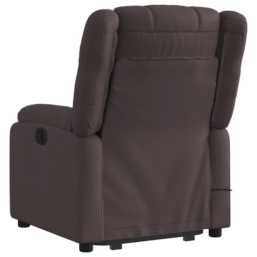 Poltrona Alzapersona Massaggi Reclinabile Marrone Scuro Tessuto 3205219