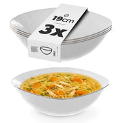 Set di 3 ciotole da insalata in vetro KADAX da 19 cm, bianche e dorate.