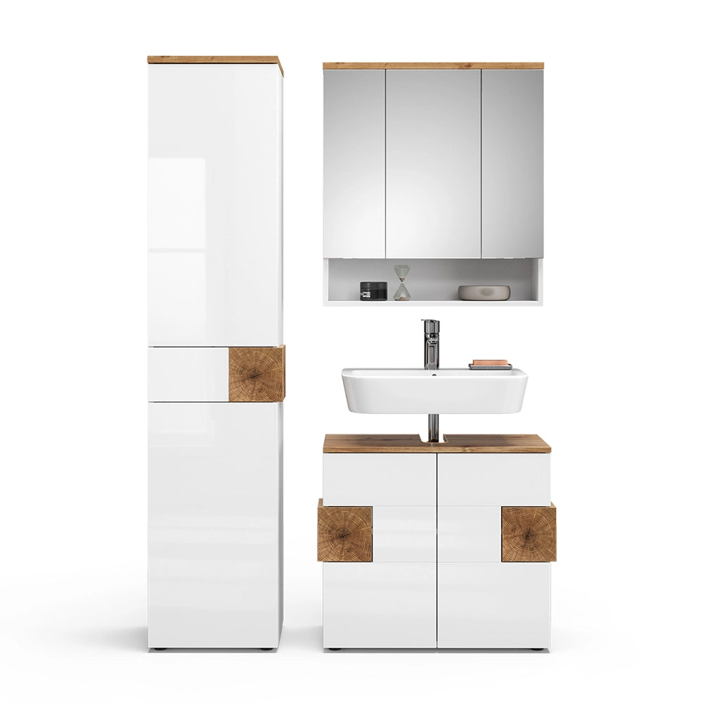 Vicco Set di mobili da bagno Bianco 3 parti, con colonna