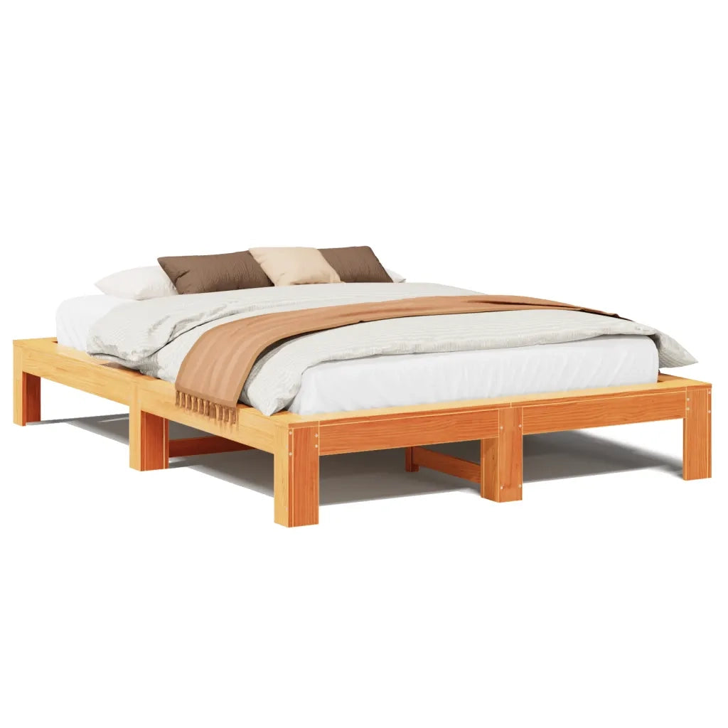 Giroletto senza Materasso Marrone Cera 140x200cm Massello Pino