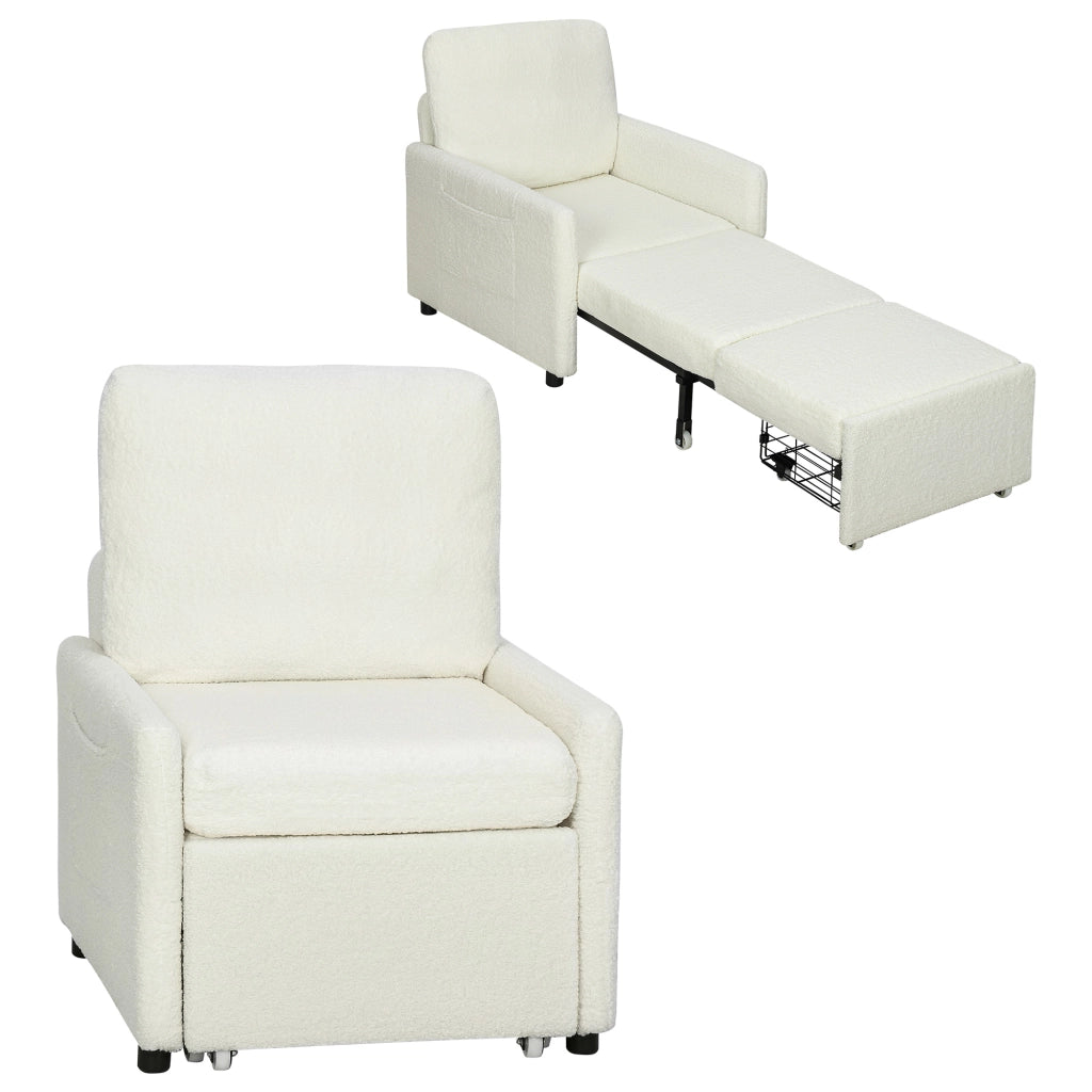 Poltrona letto 1 posto con contenitore ¨C Xylo ¨C tessuto imbottito crema 72x85,5x91 cm