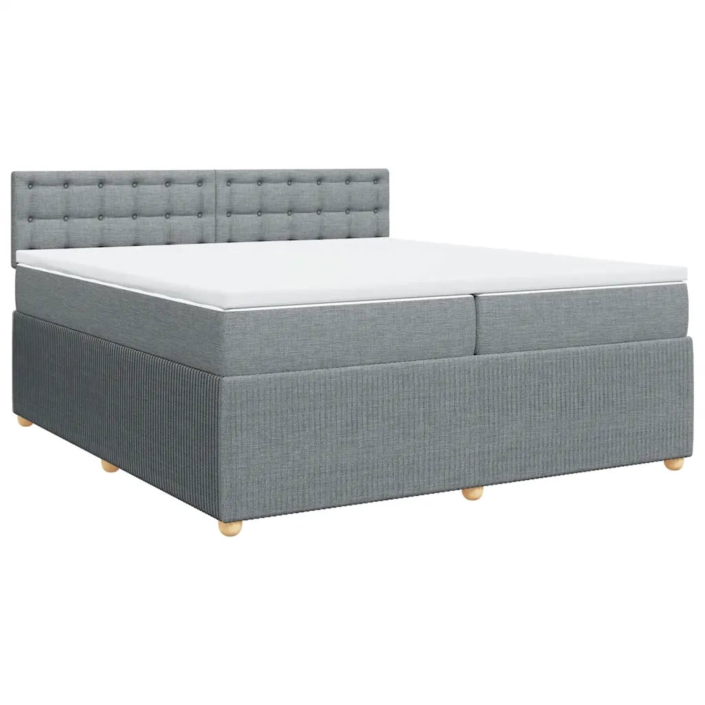 Giroletto a Molle con Materasso Grigio Chiaro 200x200cm Tessuto