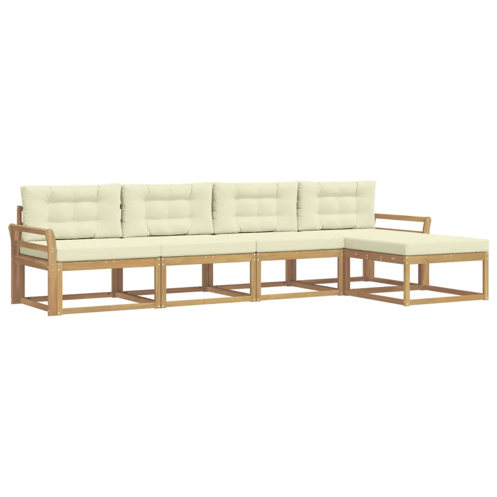 Set di divani da esterno 4 pz Bianco e Crema Poliestere 3386304
