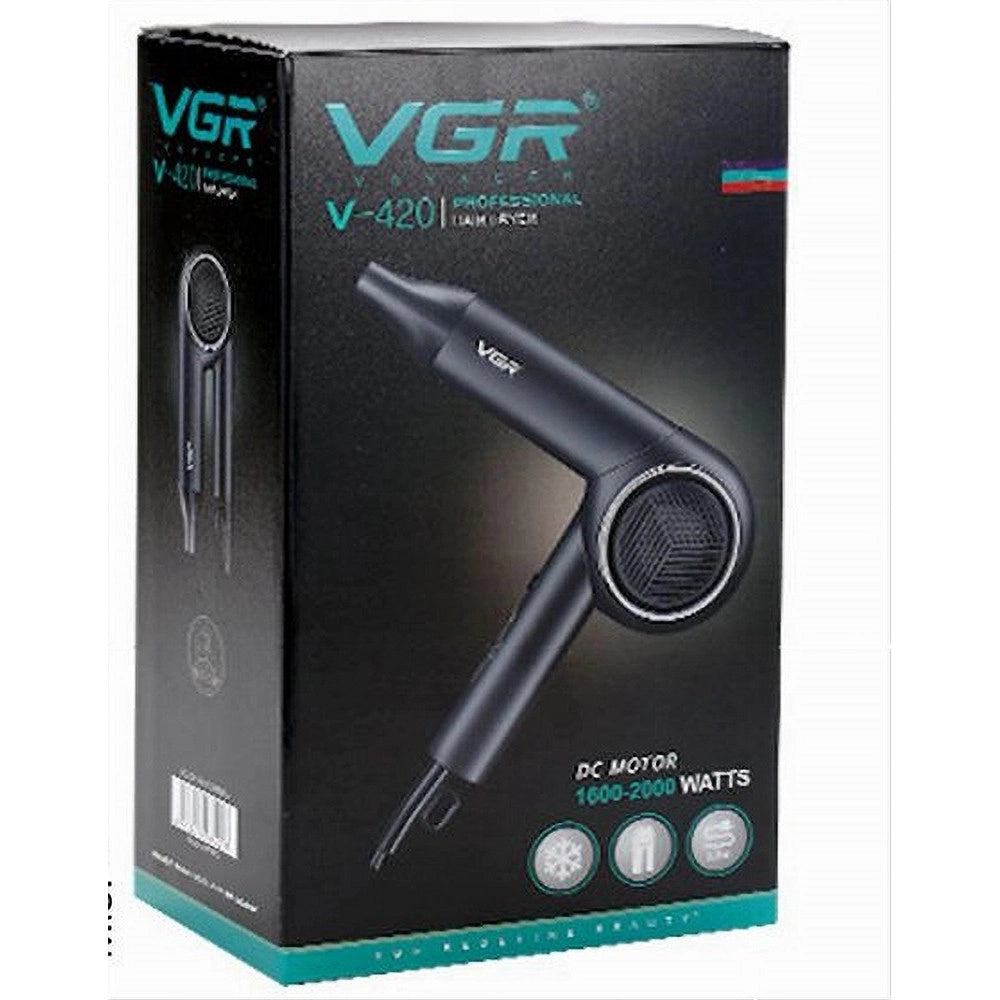 Trade Shop - Asciugacapelli Professionale 1600w-2000w Portatile Pieghevole A 3 Velocità V-420 -
