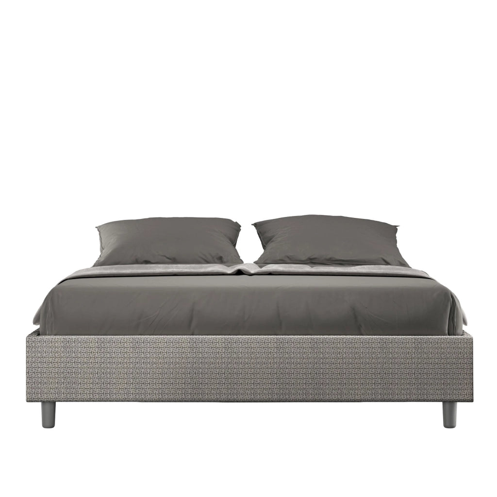 Letto Matrimoniale Sommier 160x210 cm con Rete e Contenitore Azelia Labirinto 02 Grigio