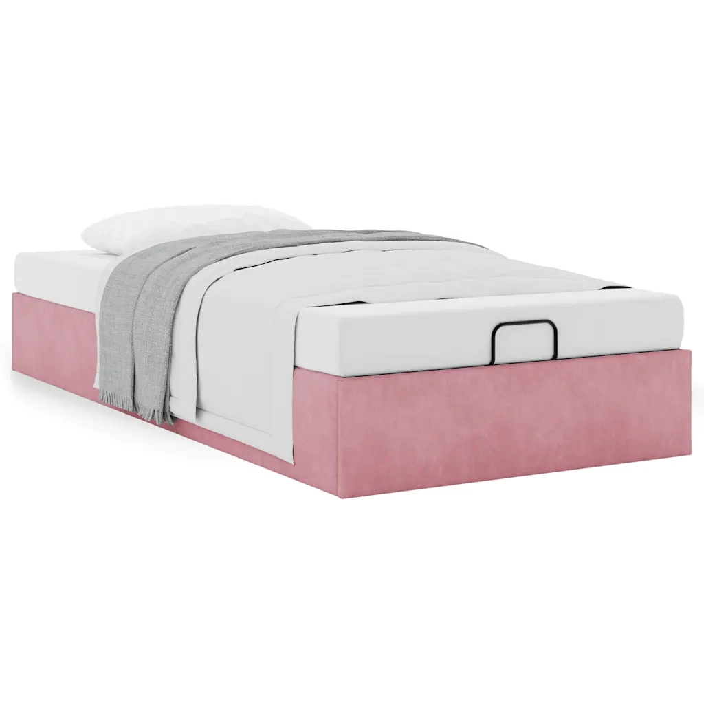 Struttura Letto Pouf Senza Materasso Rosa 90x190 cm Velluto 3310936