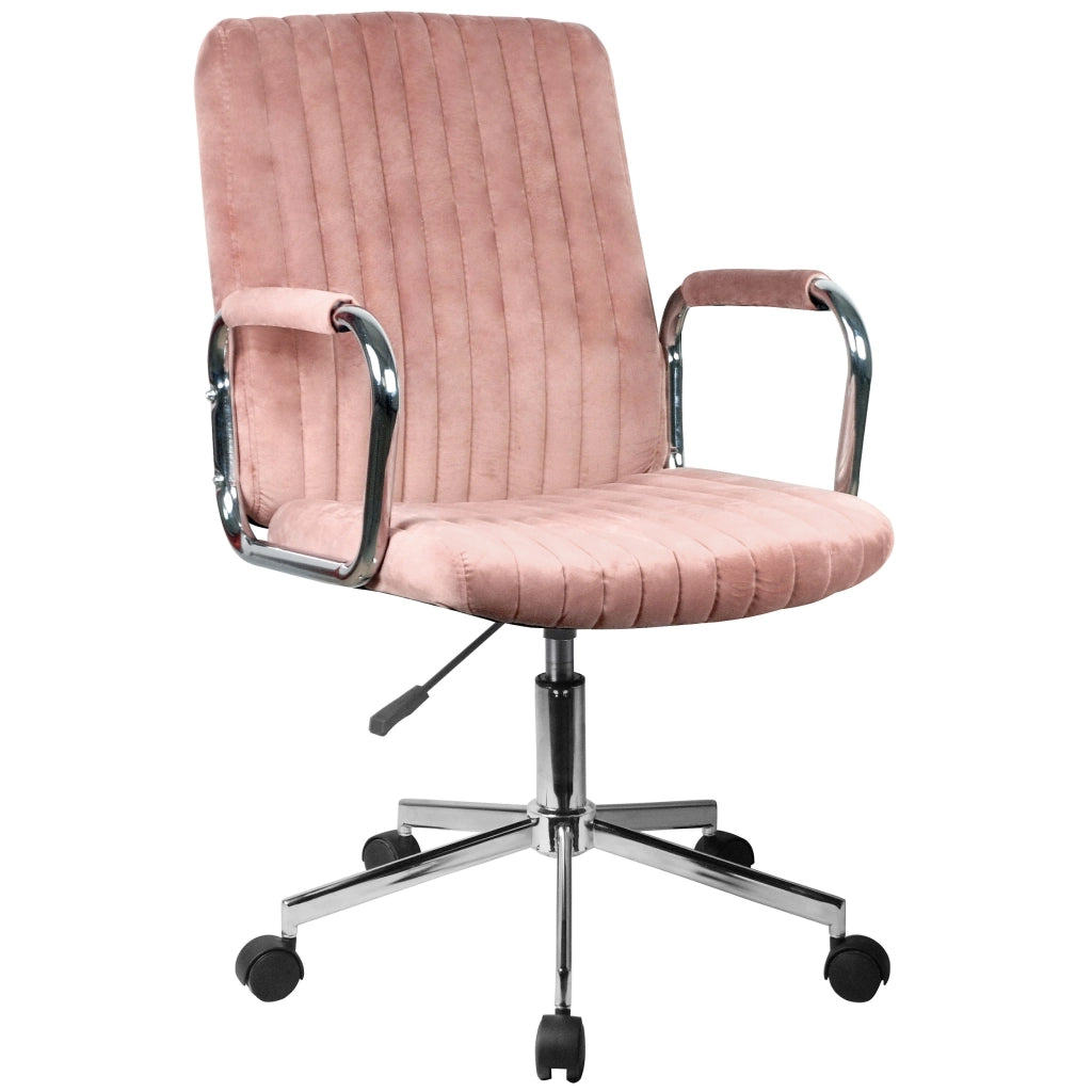 Sedia girevole su ruote in velluto FD24 Rosa