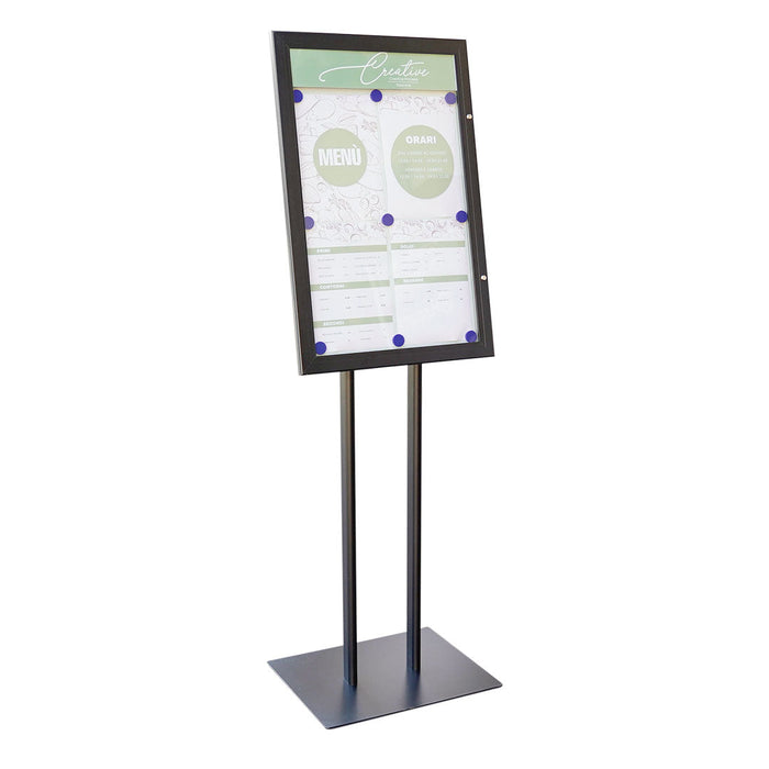 Espositore a Leggio con Piantana 51,4x79 cm in Alluminio Porta Menù Nera