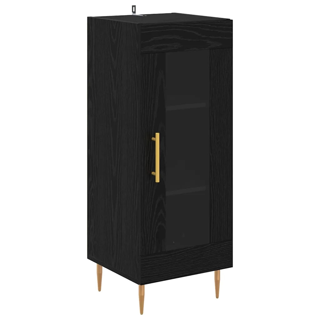 Credenza 2 pcs Rovere Nero Vetro 3416198