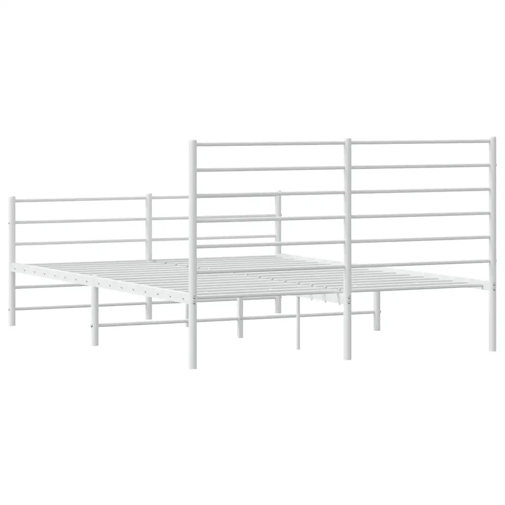 Giroletto con Testiera e Pediera-Struttura Letto Metallo Bianco 160x200 cm 313446