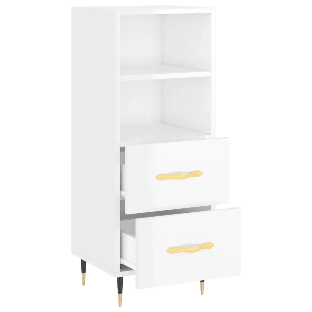 Credenza-Buffet-Armadio da cucina Bianco Lucido 34,5x34x90 cm in Legno Multistrato 630356