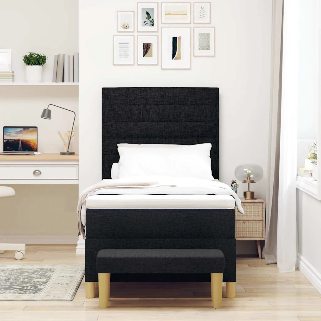 Letto a molle con testiera Nero 200 x 90 cm Tessuto 3344186