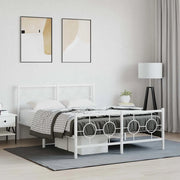 Giroletto con Testiera e Pediera-Struttura Letto Metallo Bianco 140x200 cm 427408
