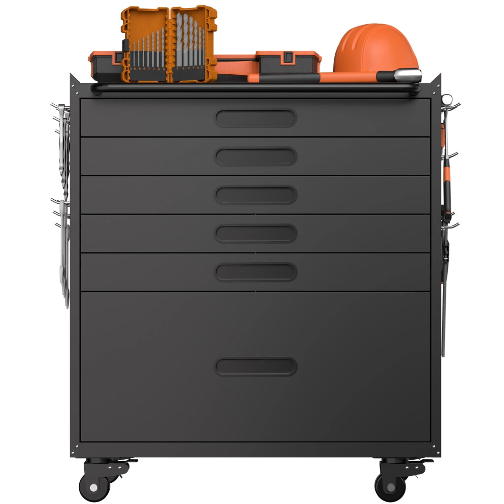 Mobiletto da officina su ruote con 6 cassetti, armadio mobile per garage con sistema di cassetti continuo per piccoli componenti e utensili, robusta s