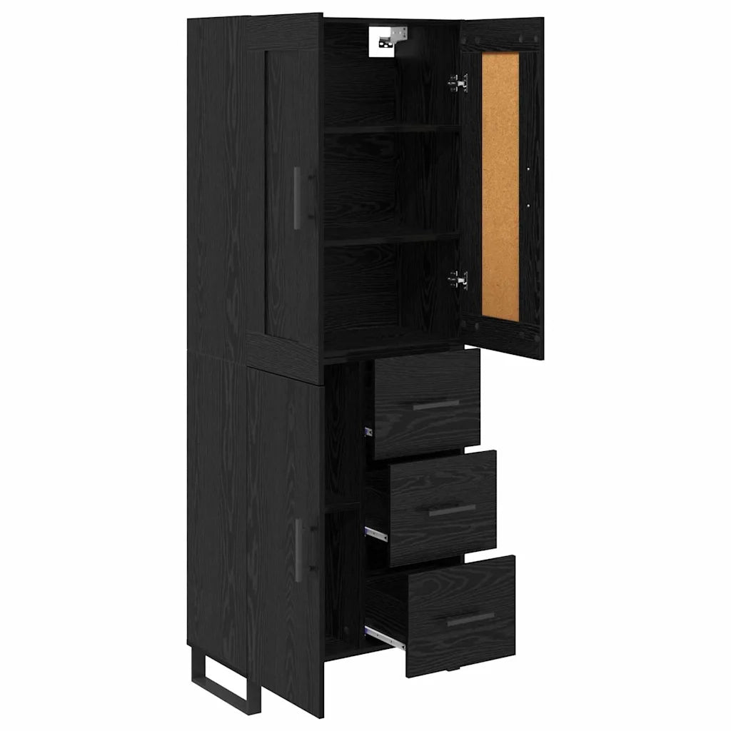 Credenza Rovere Nero 69,5 x 34 x 180 cm Legno multistrato