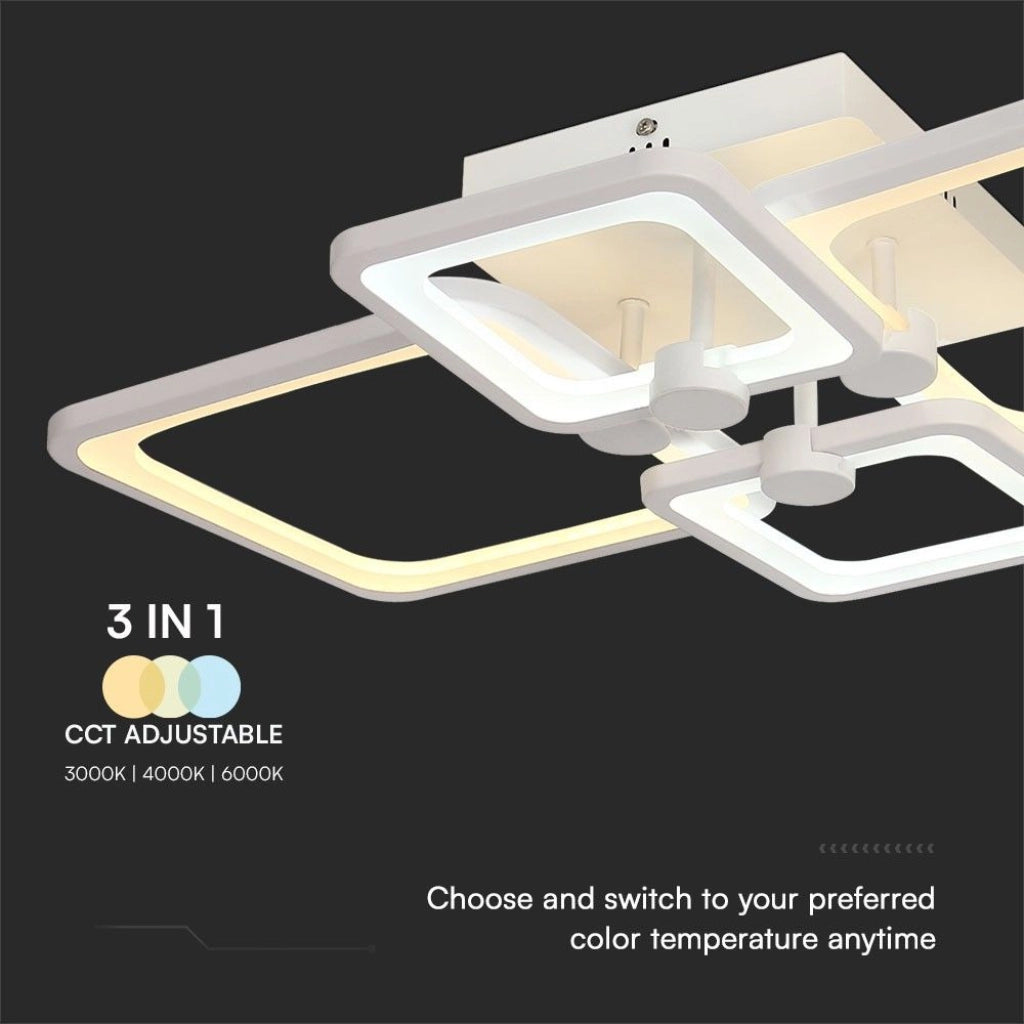 V-TAC Lampadario LED a Plafone 70W 6000lm Bianco, Dimmerabile CCT 3000K 4000K 6000K - SKU 23395