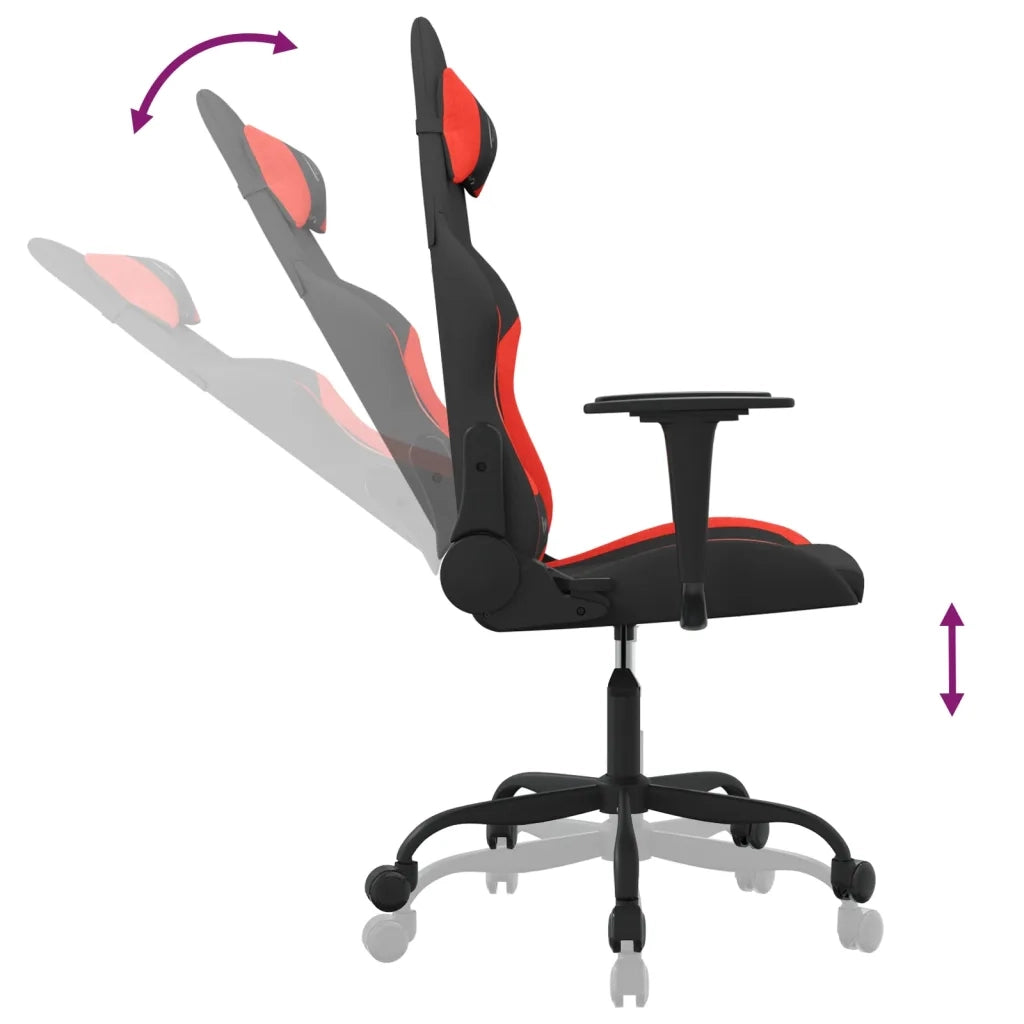 vidaXL Sedia da Gaming Rosso e Nero in Tessuto