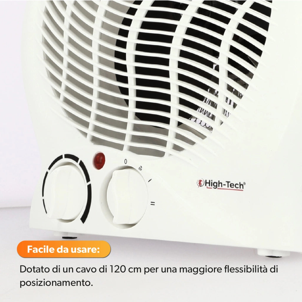 HIGH-TECH TERMOVENTILATORE 1000-2000 W 2 LIVELLI DI POTENZA E SPEGNIMENTO AUTOMATICO