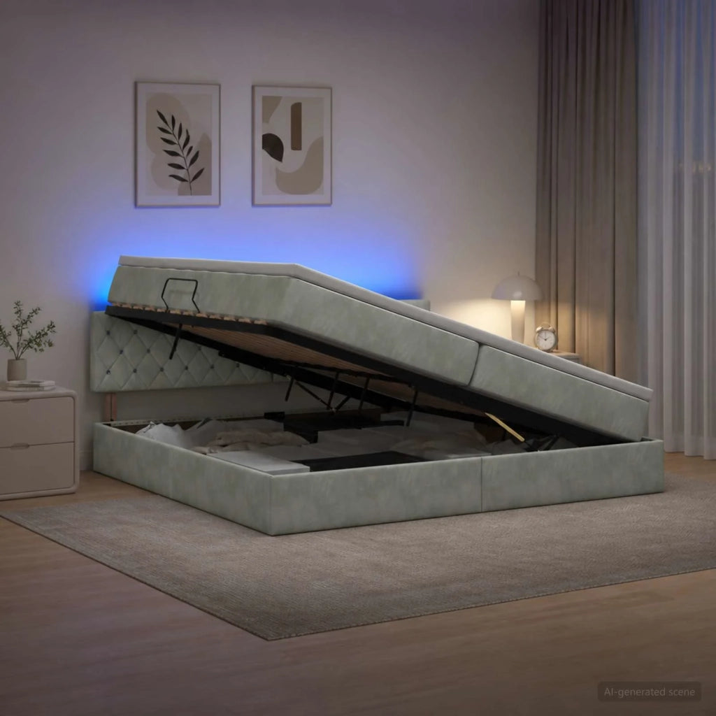 Letto con contenitore LED e materasso Grigio Chiaro 3459210