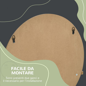 Specchio Bagno Rotondo Ø45x10 cm con Ripiano Portaoggetti in Truciolato