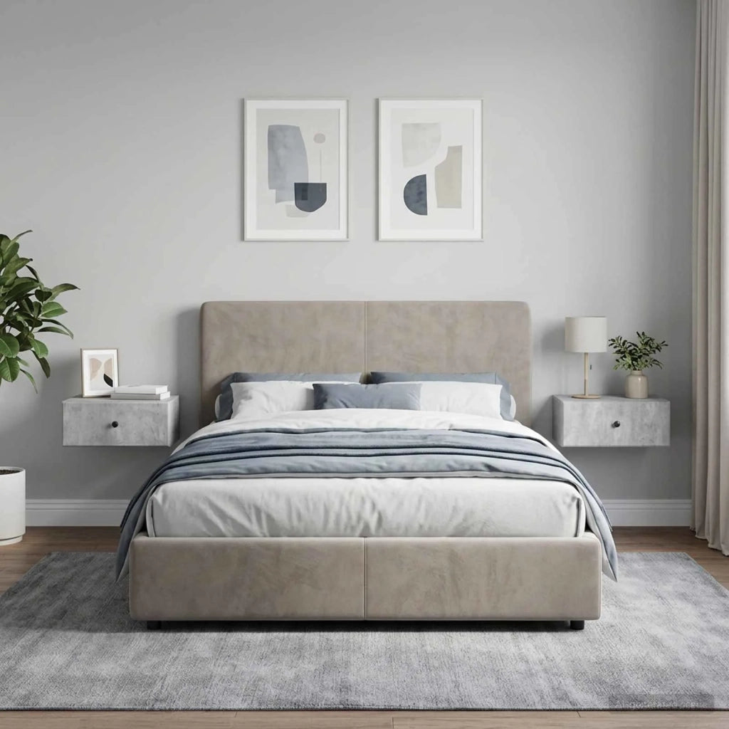 Mobiletto da notte a muro 2 pz Grigio Cemento 49 x 34,5 x 20 cm 899132