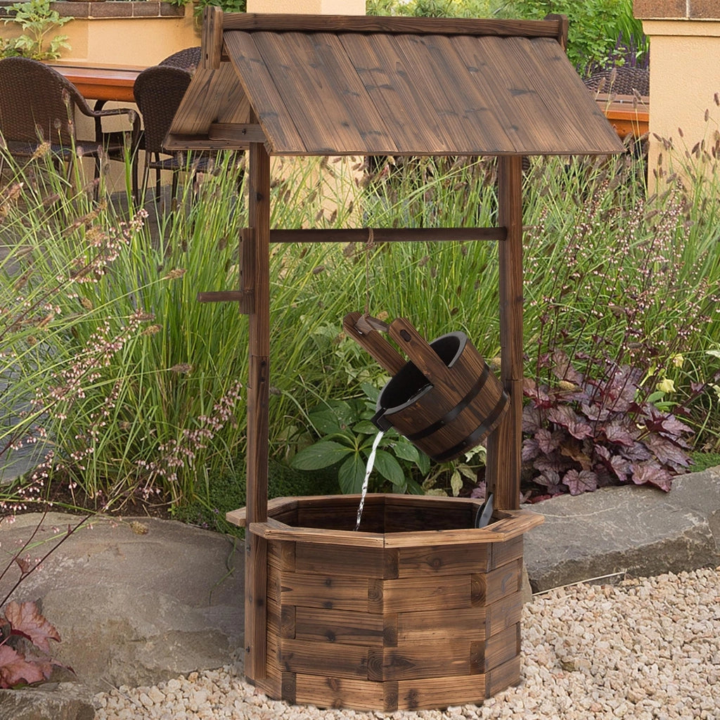 Fontana da Giardino in Legno con Pompa ¨C zephmum ¨C Marrone 68x57x118 cm