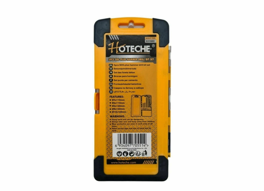 KIT ASSORTIMENTO DI 5 PUNTE PER TRAPANO SDS PLUS DA 5-6-8-10 MM PER CEMENTO