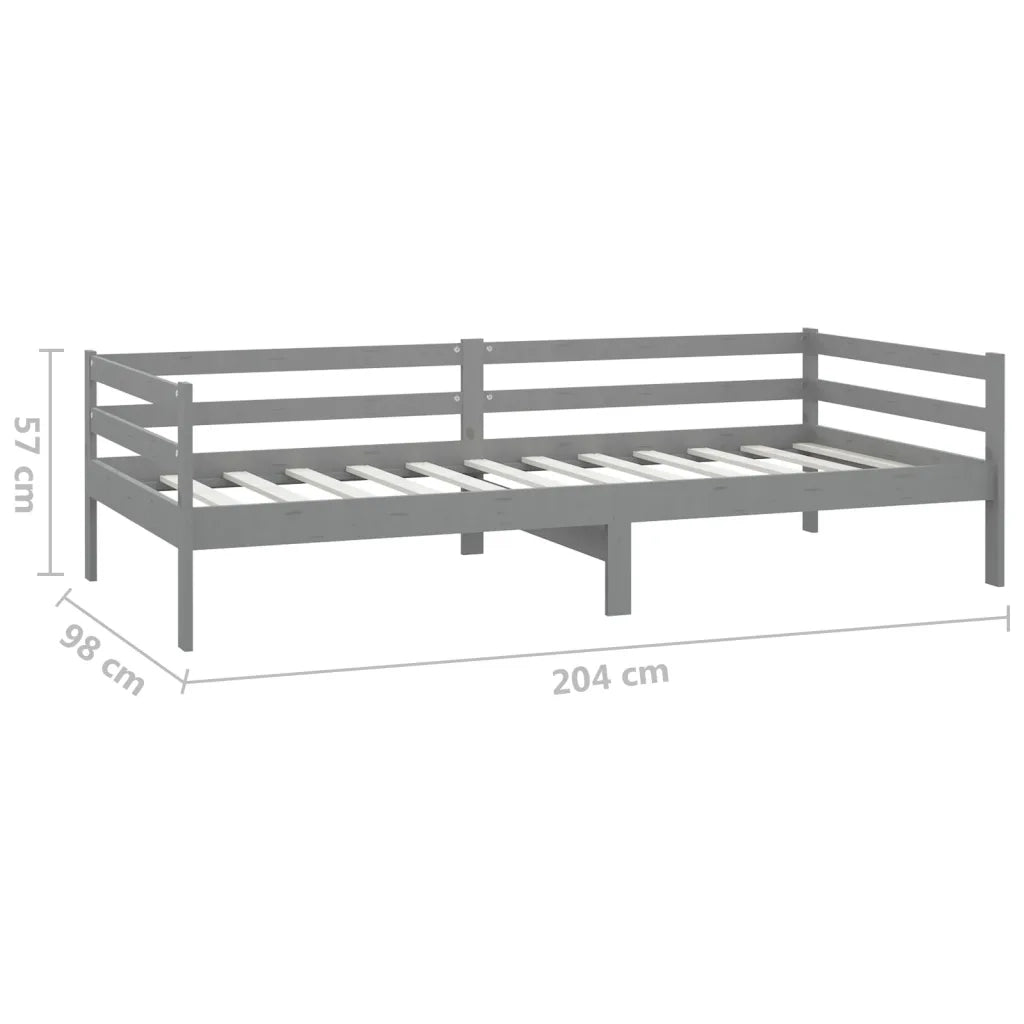Divano letto | Sof¨¤ letto | Letto singolo con Materasso 90x200 cm Grigio in Legno di Pino