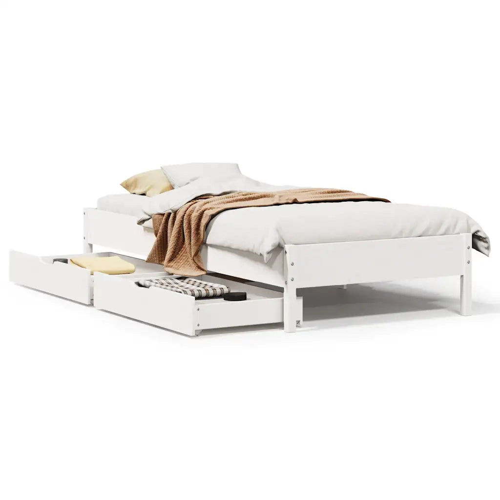 Letto senza Materasso Bianco 90x190 cm in Legno Massello Pino 3301732