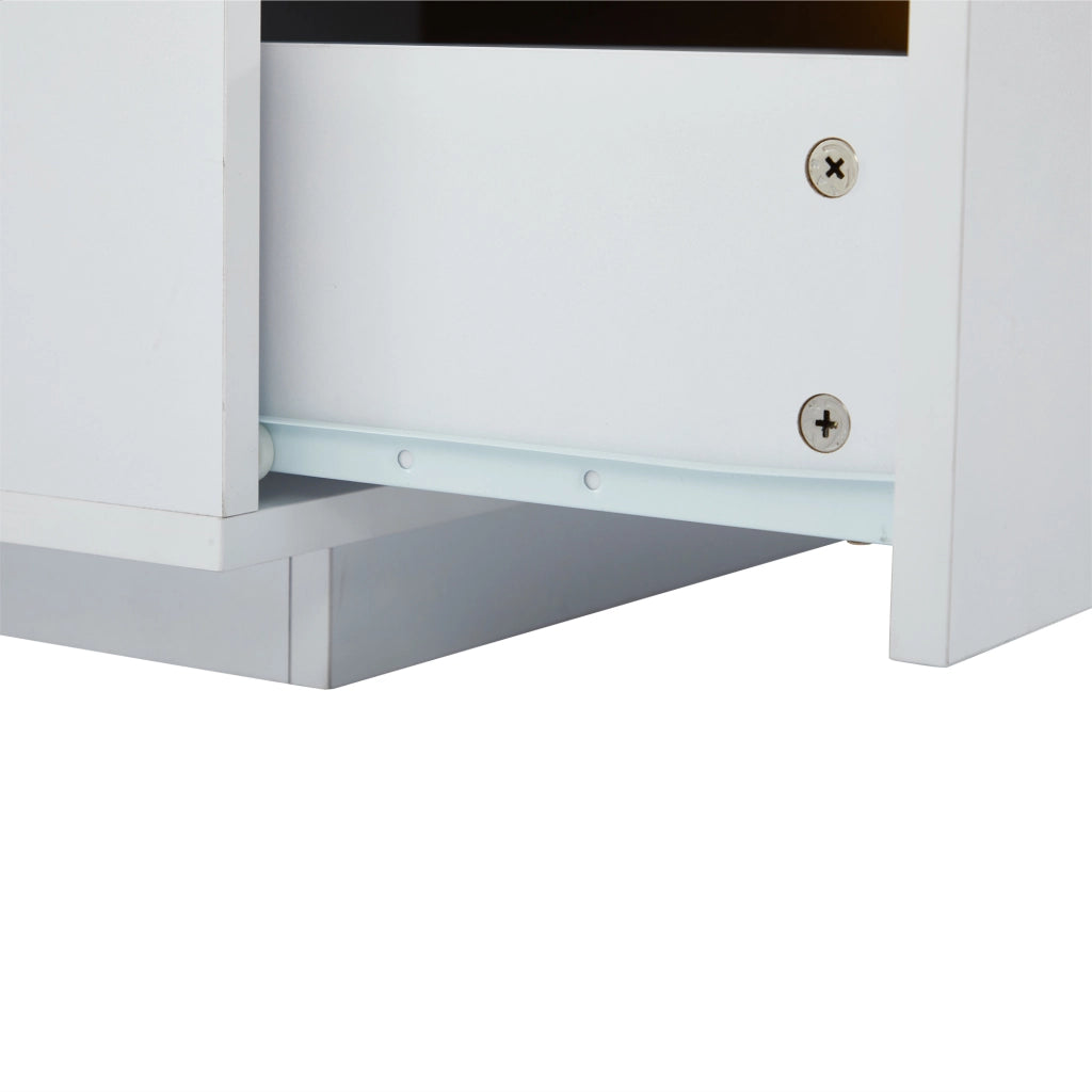 Mobile porta TV moderno con piano in effetto marmo, tre cassetti e passacavi, bianco, 200 × 40 × 42 cm