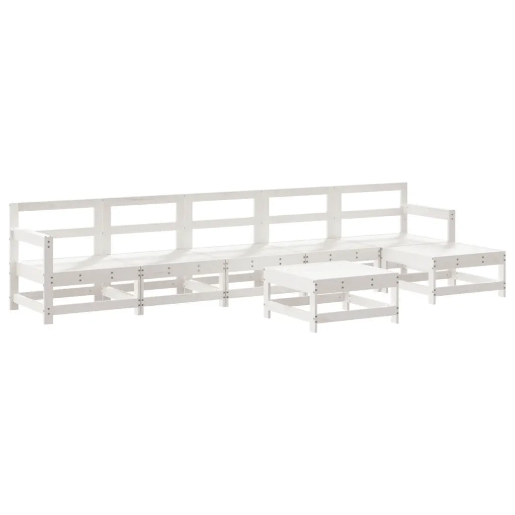 Set Divani da Giardino 7pz con Cuscini in Legno Massello Biancocod mxl 100491
