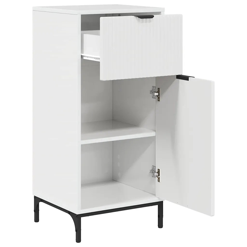 Set di mobili per il bagno con cassetto 2 pcs Bianco Lucido