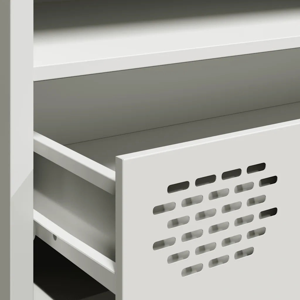 Mobile TV Bianco 202x39x43,5 cm in Acciaio Laminato a Freddo 851351