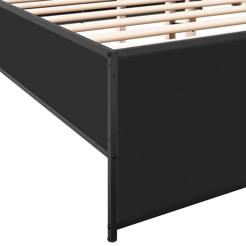 Giroletto-Struttura Letto Nero 140x200 cm in Legno Multistrato e Metallo 389586