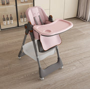Seggiolone pappa pieghevole regolabile per bambini 6 mesi-6 anni; rosa