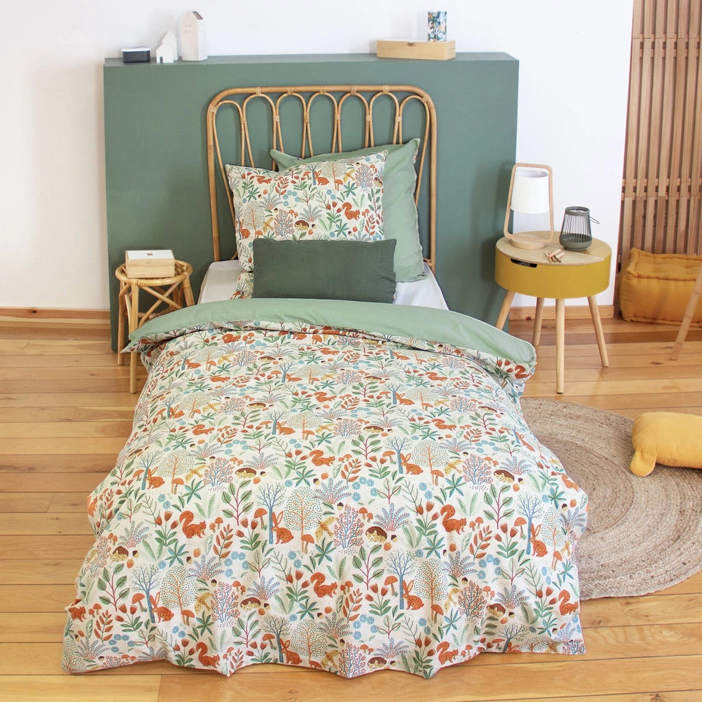 Set biancheria da letto cotone reversibile stampato autunno singola,