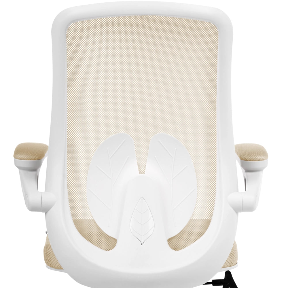 Sedia da ufficio con base girevole e braccioli regolabili in altezza con rete beige stile moderno