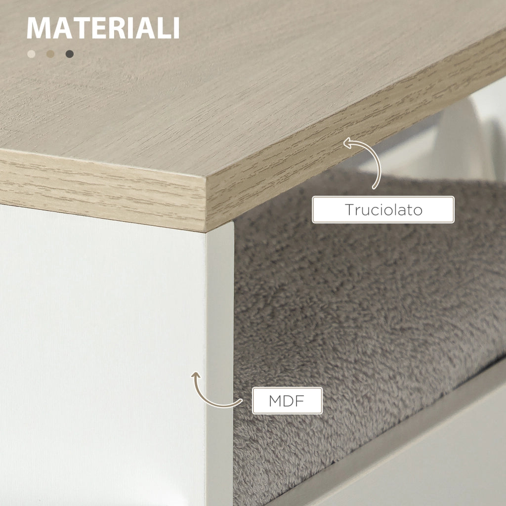 Carrello Bagno Salvaspazio a 3 Ripiani con Rotelle e Maniglia in Legno, 48x15x80cm, Bianco